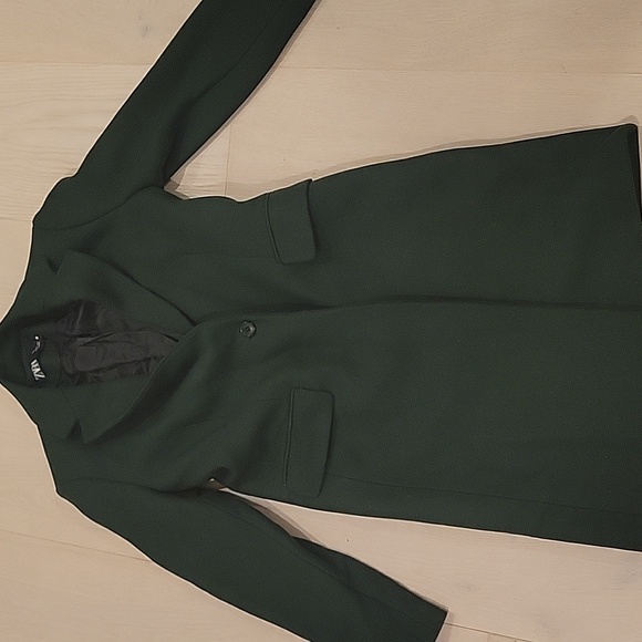ZARA Bottle Green Wool Coat MANTECO 9164/744 - Picture 4 of 6